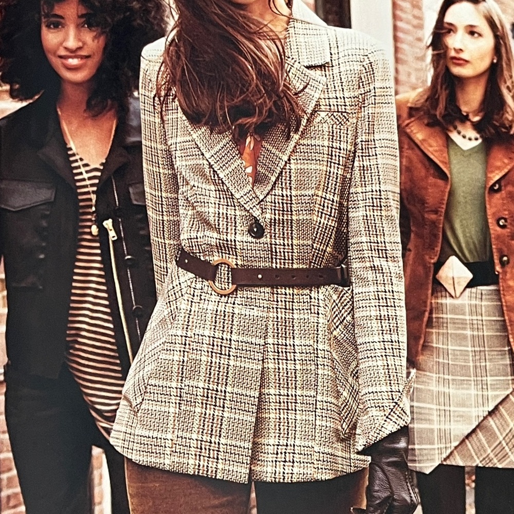 CAbi Black and Cream Plaid Blazer